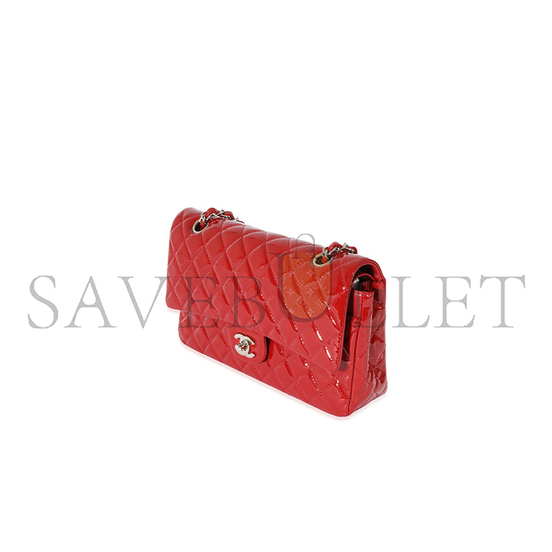 CHANEL RED PATENT CLASSIC MEDIUM DOUBLE FLAP (25*15*6cm)